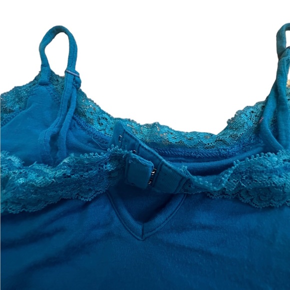 Seductions Lace Clasp Back Tank Top Womens Size S Blue - Picture 4 of 4